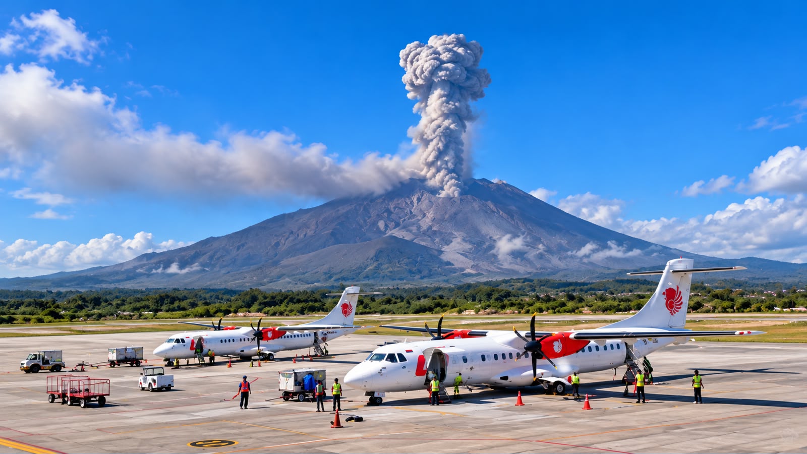 ERUPSI ANAK KRAKATAU BATALKAN 10 PENERBANGAN DI EL TARI KUPANG