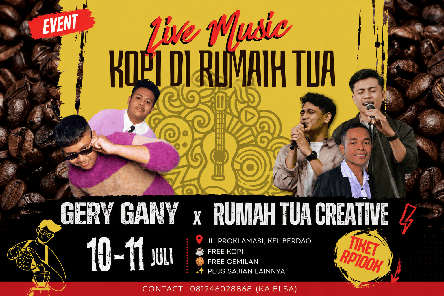 Gery Gany dan Rumah Tua Creative Gelar "Live Music Kopi di Rumah Tua" di Atambua