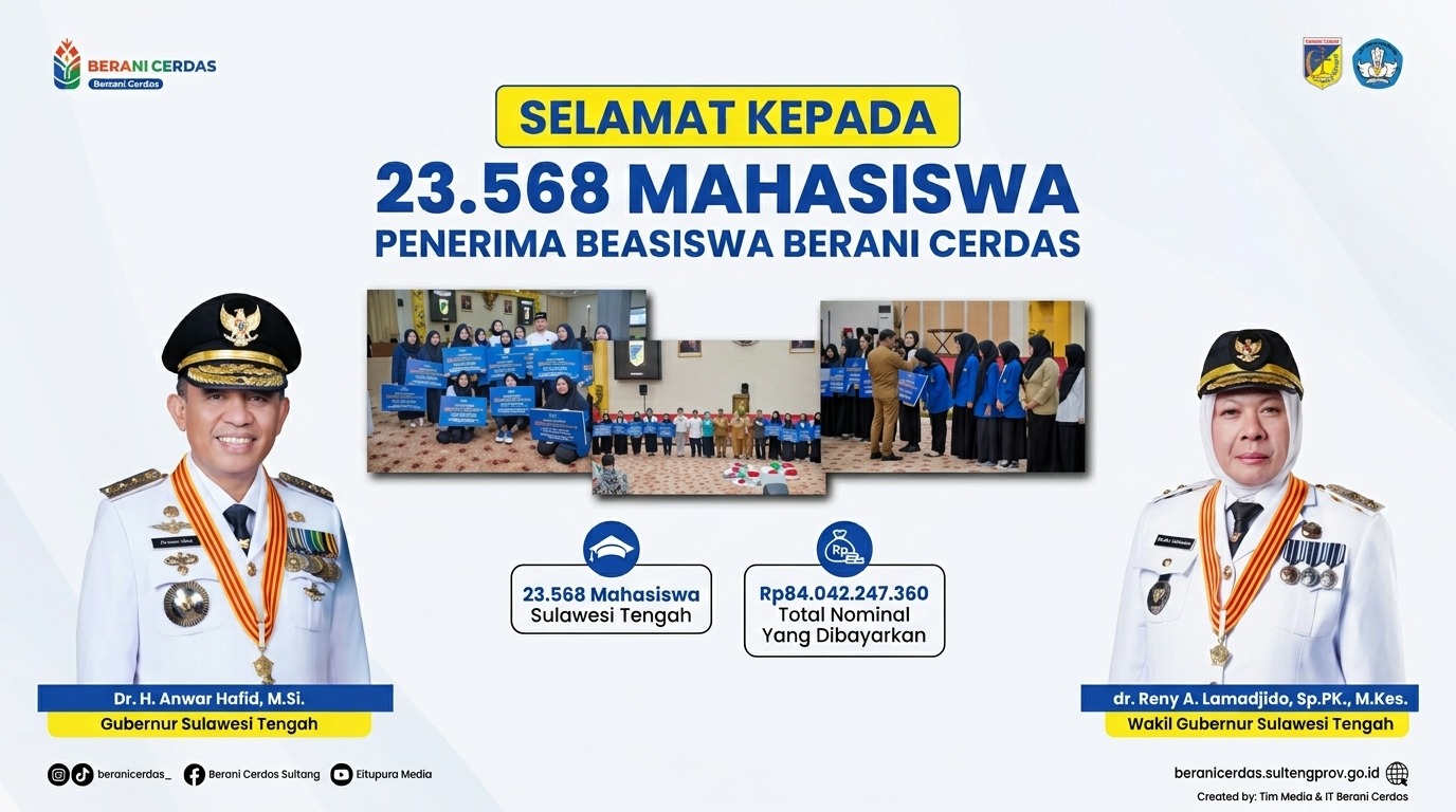 TEROBOSAN PENDIDIKAN SULAWESI TENGAH: GUBERNUR ANWAR HAFID LUNCURKAN PROGRAM KULIAH GRATIS S1 HINGGA S3